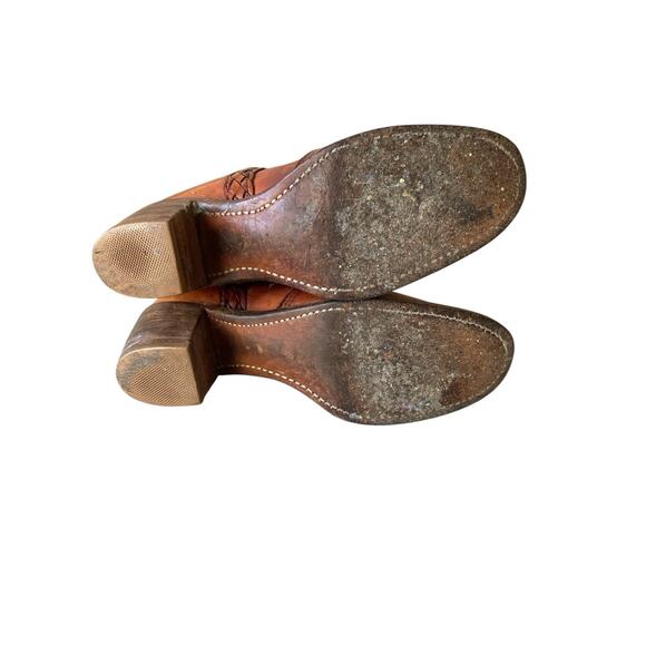 Vintage 70s Miss Capezio Brown Leather Boho Western Cowgirl Campus Boots 6 / 6.5 - Picture 7 of 8